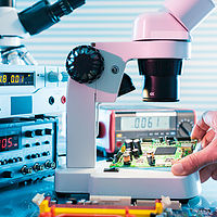 Microelectronics laboratory with the measuring instruments and m